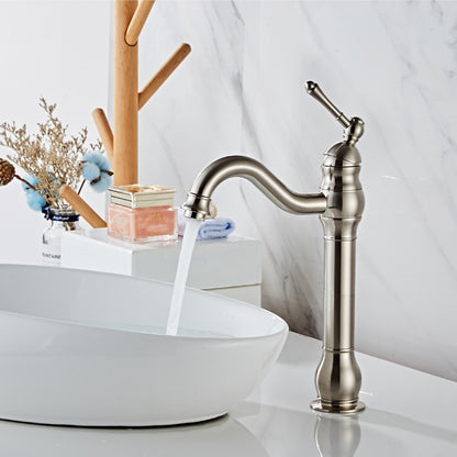360-Degree Swivel Spout High-Arc Bathroom Faucet, Single-Handle Brass Vessel Faucet, Brushed Gold / Brushed Nickel / Oil-Rubbed Bronze
