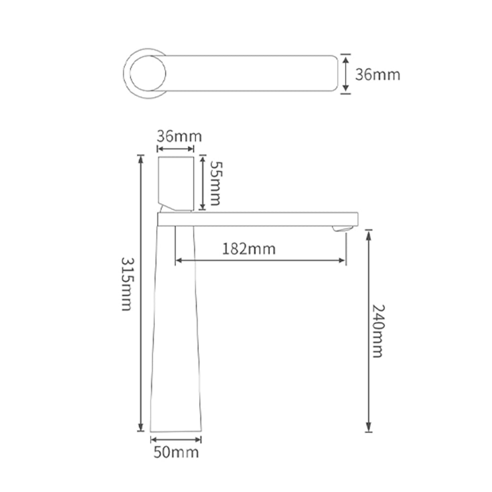 Modern Tall Single-Hole Vessel Faucet, Single-Handle Brass Bathroom Faucet