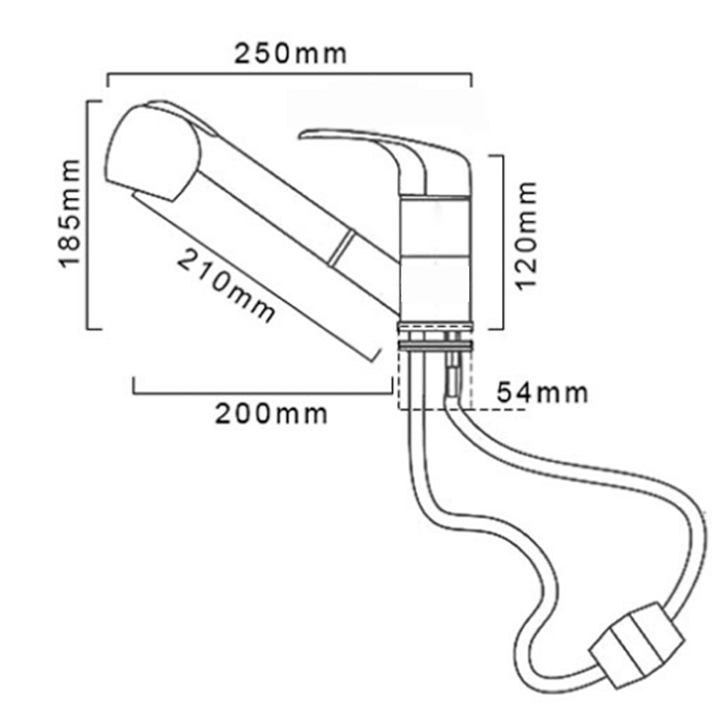 Chrome Pull-Out Kitchen Faucet, Single-Handle Single-Hole Brass Faucet