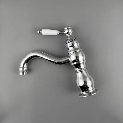 Vintage Single-Hole Bathroom Sink Faucet, Single-Handle Brass Faucet, Polished Gold / Chrome