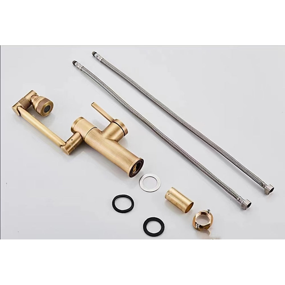 LED Temperature Display 360-Degree Swivel Foldable Faucet, Single-Hole Single-Handle Brass Bathroom Faucet, Antique Brass / Gunmetal