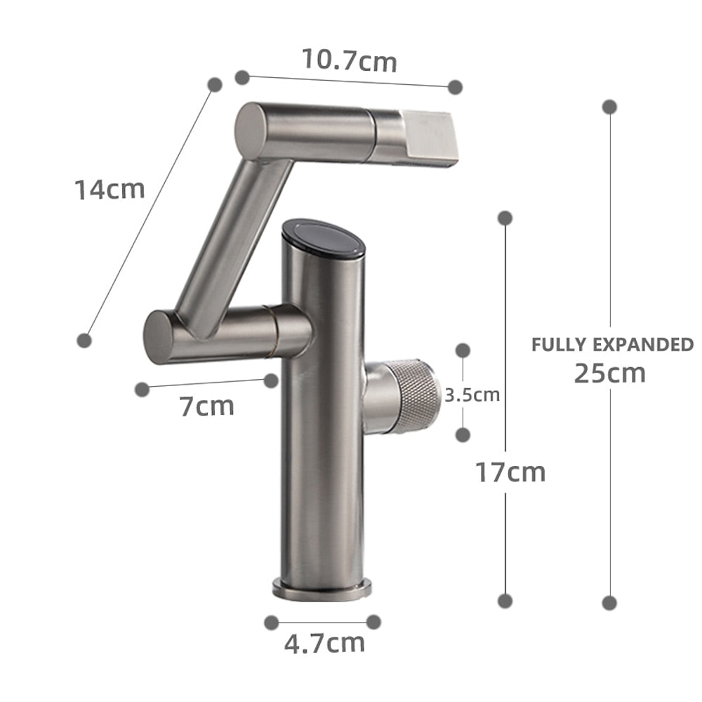 LED Digital Display Single-Hole Single-Handle Bathroom Faucet, Swivel Spout Brass Faucet, Matte Black / Matte White / Gunmetal