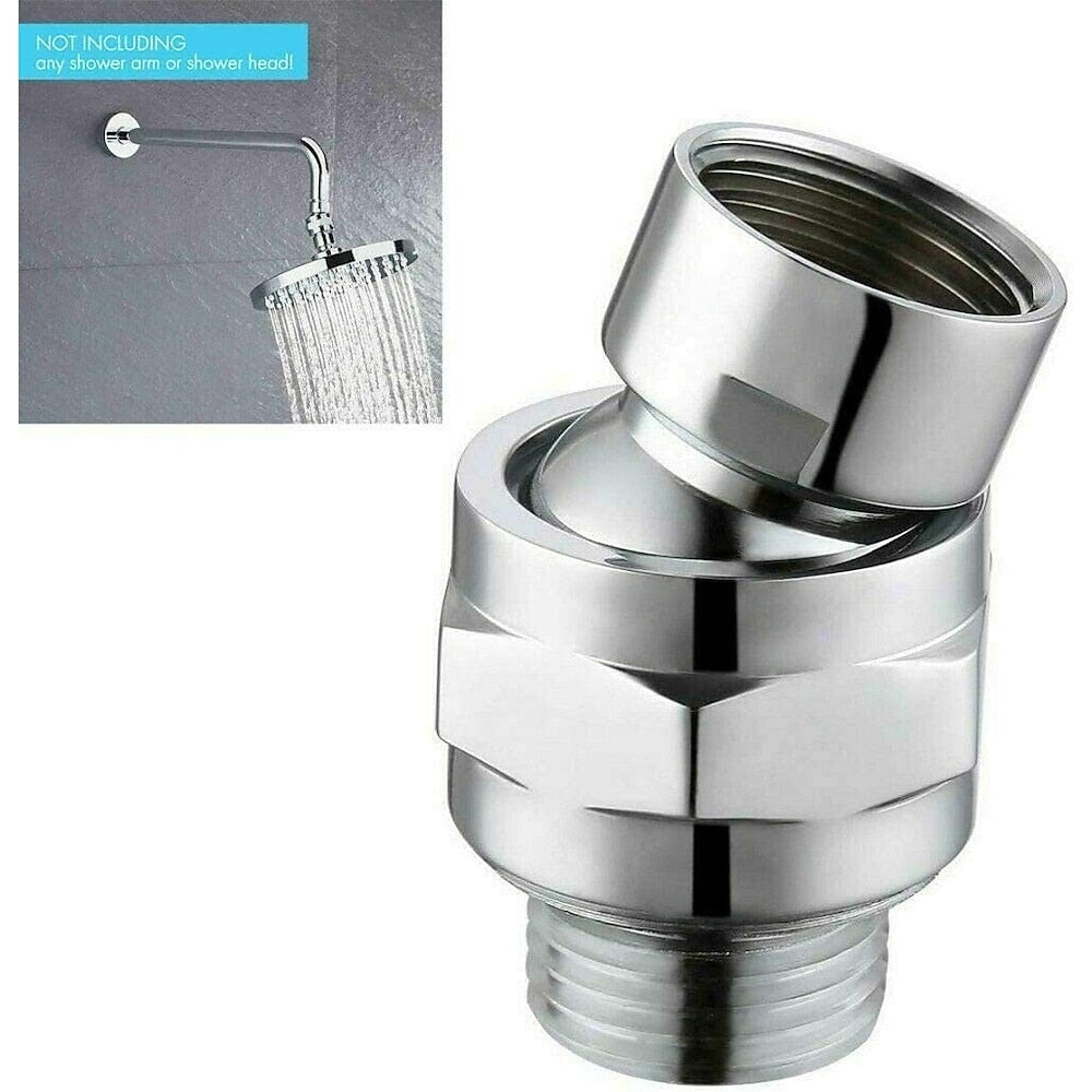Chrome Modern Brass Swivel Ball Joint Shower Head Adapter, Angle Adjustable Shower Head Adapter