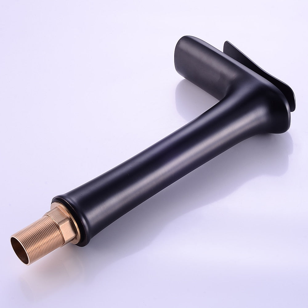 Waterfall Single-Hole Bathroom Faucet, Modern Single-Handle Sink Faucet with Pop-Up Drain