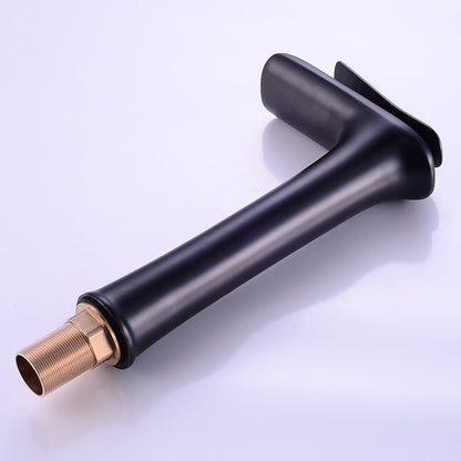 Waterfall Single-Hole Bathroom Faucet, Modern Single-Handle Sink Faucet with Pop-Up Drain