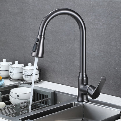 Modern Pull-Down Kitchen Faucet, Single-Handle High-Arc Brass Faucet, Chrome / Gunmetal / Matte Black
