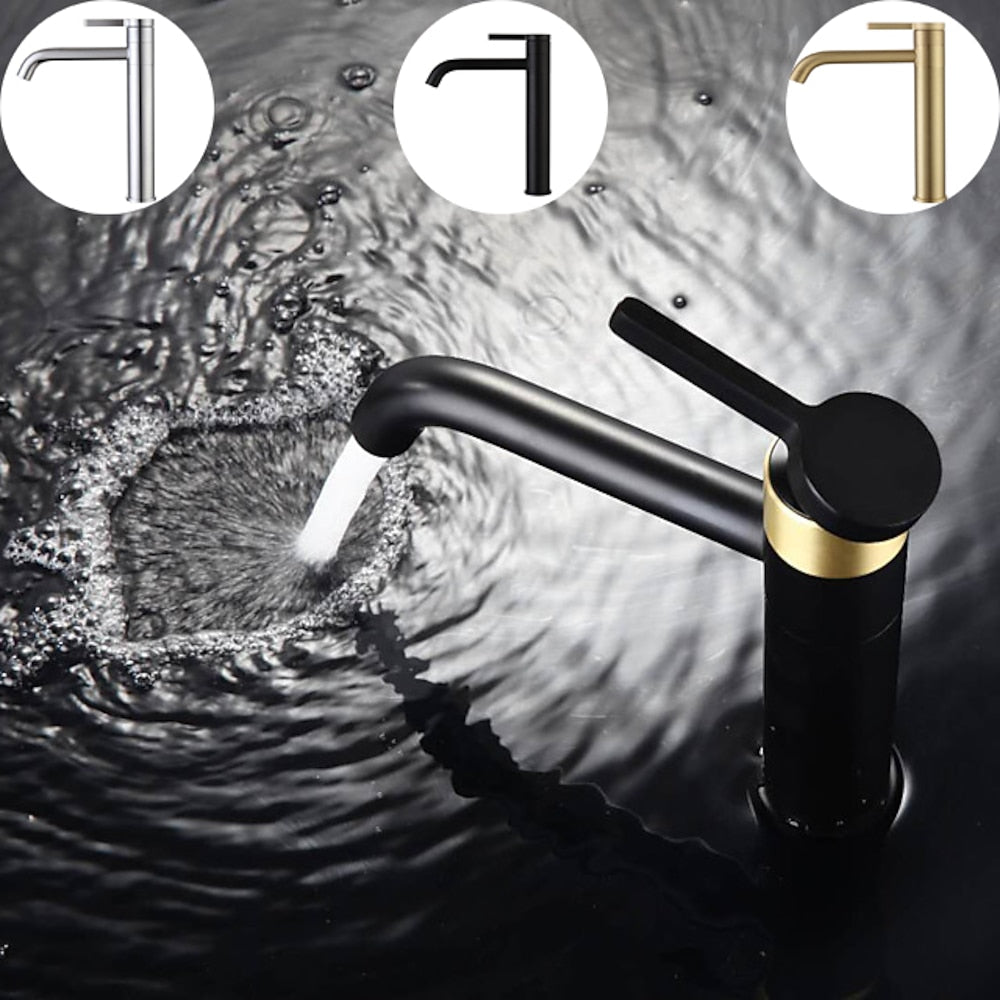 Modern Single-Hole Vessel Sink Faucet, 360-Degree Swivel Brass Faucet