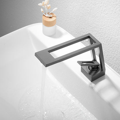 Modern Waterfall Bathroom Faucet, Single-Handle Brass Sink Faucet, Matte Black / Brushed Gold / Gunmetal / Matte White