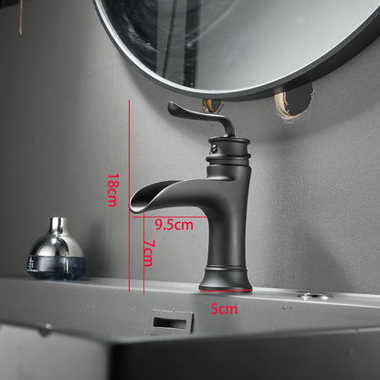 Waterfall Bathroom Faucet, Modern Single-Handle Brass Basin Faucet, Brushed Nickel / Matte Black