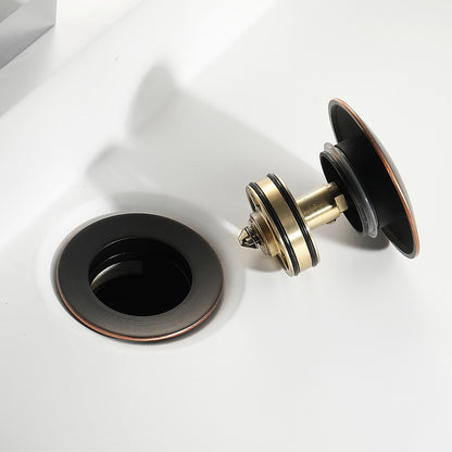 Lagomel bathroom sink drain in oil-rubbed bronze, set in a Contemporary bathroom