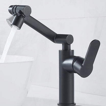 Height-Adjustable Modern Bathroom Sink Faucet, Single-Hole Swivel Spout Faucet, Matte Black / Chrome