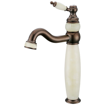 Vintage Natural Jade Vessel Sink Faucet, Single-Handle Swivel Spout Brass Faucet, Chrome / Polished Gold / Oil-Rubbed Bronze / Rose Gold