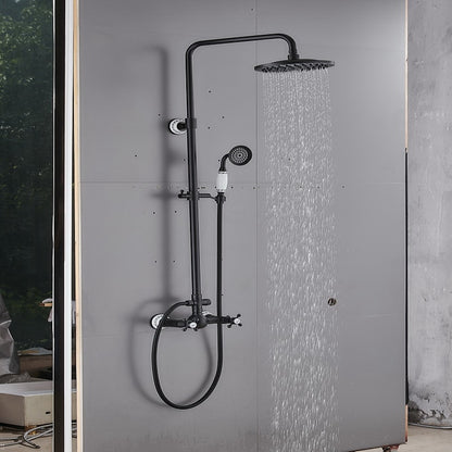 Oil-Rubbed Bronze Traditional Complete Shower System, Wall-Mounted Dual-Handle Brass Shower Faucet with Handheld Shower