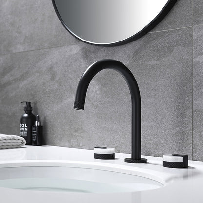 Matte Black Modern 3-Hole Widespread Bathroom Faucet, High Arc Dual-Handle Faucet