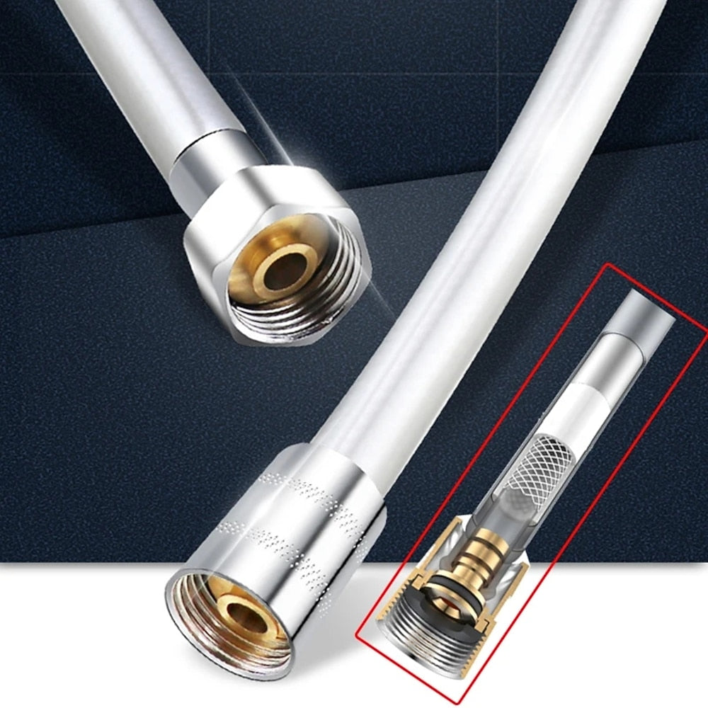 Anti-Winding Flexible Handheld Shower Hose, Smooth PVC Universal Shower Hose, Gray / Silver