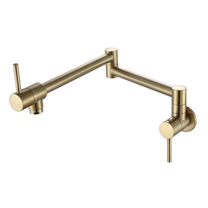 Wall-Mount Folding Pot Filler Faucet, Dual-Handle Kitchen Faucet, Chrome / Matte Black / Polished Gold / Brushed Gold