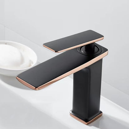 Waterfall Modern Single-Hole Bathroom Faucet, Single-Handle Brass Faucet