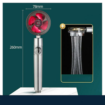 High-Pressure Turbo Fan Handheld Shower Head, 360-Degree Swivel ABS Shower Head with Pause Switch, Silver / Gold / Multi
