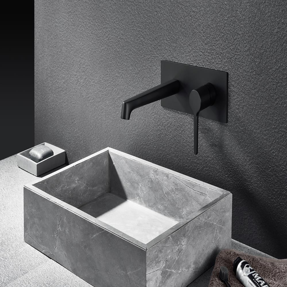 Wall-Mount Bathroom Sink Faucet, Modern Single-Handle Vessel Sink Faucet, Chrome / Gunmetal / Matte Black