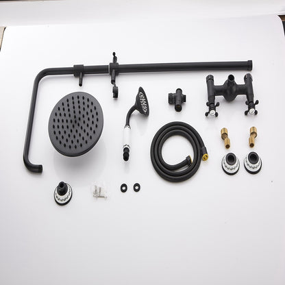 Oil-Rubbed Bronze Traditional Complete Shower System, Wall-Mounted Dual-Handle Brass Shower Faucet with Handheld Shower