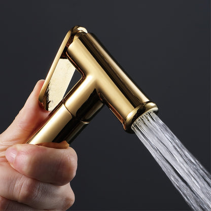 Polished Gold Contemporary Brass Handheld Bidet Sprayer, Single-Handle Toilet Diaper Sprayer with 1.5m Hose