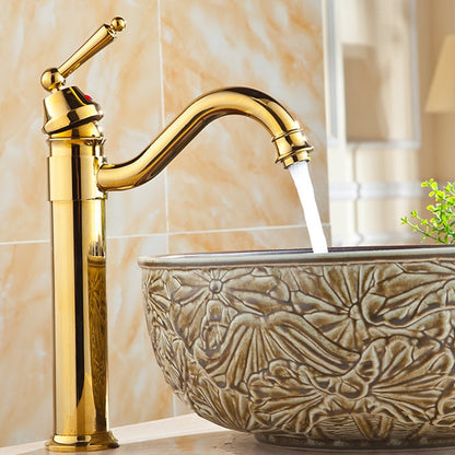 Antique Single-Hole Bathroom Faucet, Single-Handle Brass Faucet with Swivel Spout, Antique Brass / Oil-Rubbed Bronze / Brushed Nickel / Chrome / Polished Gold