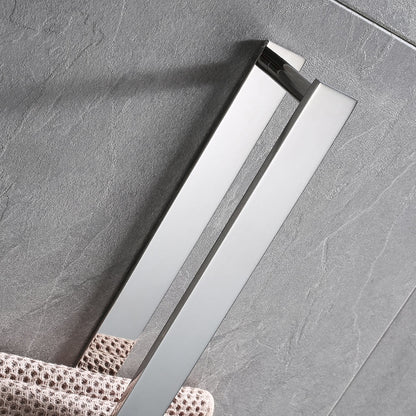 Self-Adhesive SUS304 Stainless Steel Towel Bar, Wall-Mounted No-Drill Towel Holder with Hook, Matte Black / Chrome / Brushed Nickel