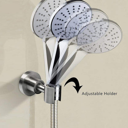 Brushed Stainless Steel Wall-Mount Shower Head Holder, 360-Degree Rotatable Adjustable Bracket for Handheld Shower / Bidet Sprayer