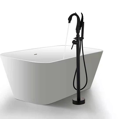 Swan-Design Freestanding Tub Filler Faucet, Single-Handle Bathroom Bathtub Faucet with Handheld Shower, Chrome / Polished Gold / Matte Black