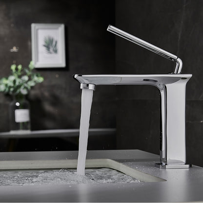 Modern Single-Hole Bathroom Faucet, Single-Handle Brass Vessel Sink Faucet