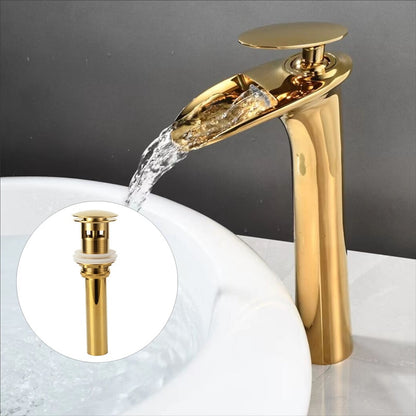 Waterfall Vessel Bathroom Faucet, Modern Single-Handle Single-Hole Tall Basin Faucet
