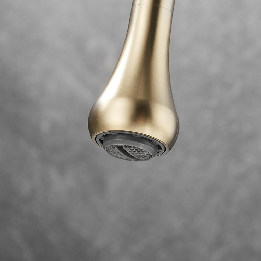 360-Degree Swivel Modern Bathroom Sink Faucet, 3-Hole Widespread Brass Faucet, Gunmetal / Matte Black / Brushed Gold / Chrome