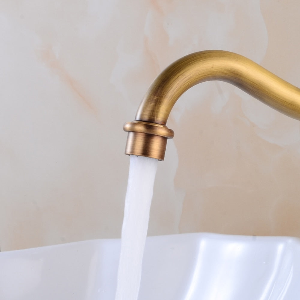 Vintage Ceramic Single-Handle Vessel Faucet, High Arc Swivel Bathroom Faucet, Antique Brass / Chrome / Polished Gold