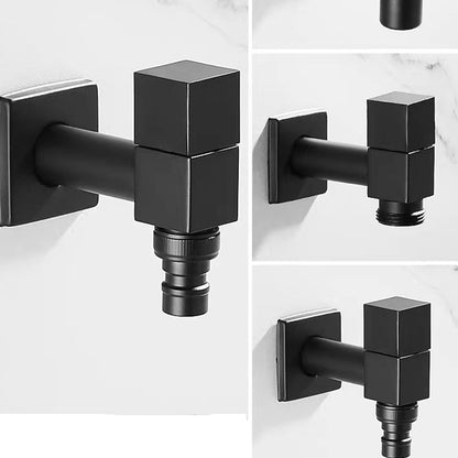 Modern Wall-Mount Single Cold Faucet, Solid Brass Washing Machine Faucet, Matte Black / Chrome