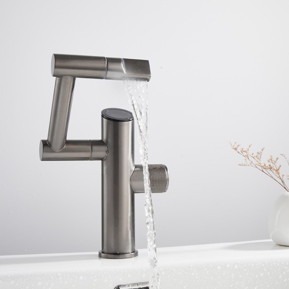 LED Digital Display Single-Hole Single-Handle Bathroom Faucet, Swivel Spout Brass Faucet, Matte Black / Matte White / Gunmetal