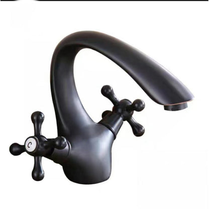 Traditional Dual-Handle Bathroom Faucet, High Arc Brass Sink Faucet, Polished Gold / Chrome / Antique Brass / Oil-Rubbed Bronze