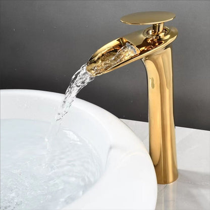 Waterfall Vessel Bathroom Faucet, Modern Single-Handle Single-Hole Tall Basin Faucet