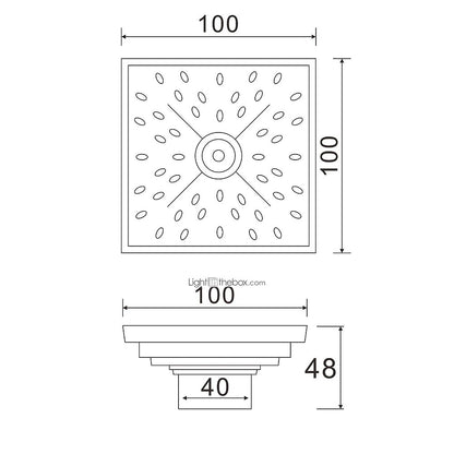 Traditional Antique Brass Square Shower Floor Drain, Removable Floral Cover Floor Drain