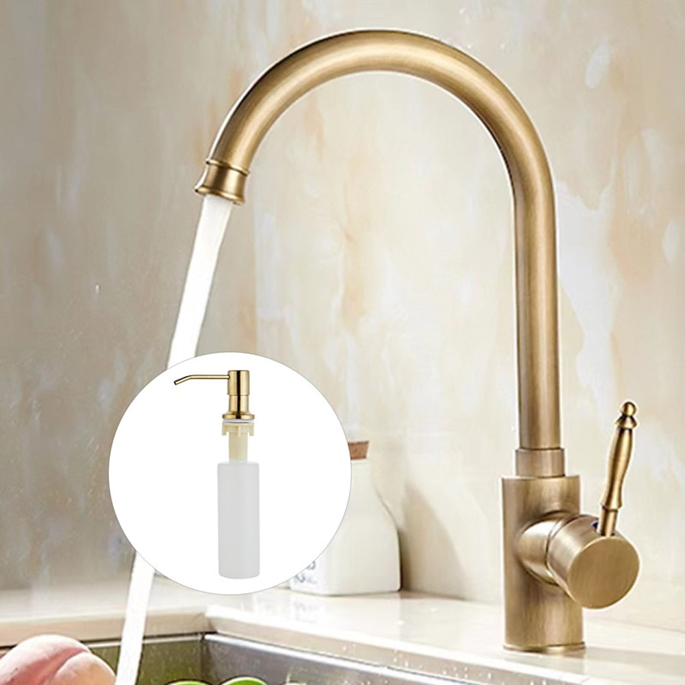Antique Brass Retro Kitchen Faucet, Single-Handle Swivel Spout Faucet