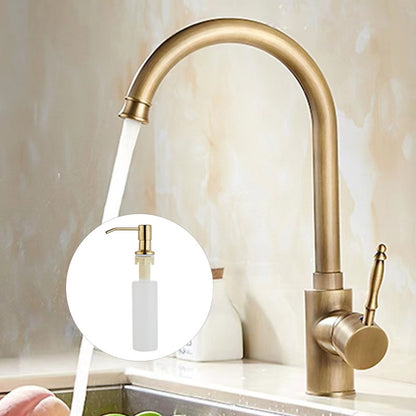 Antique Brass Retro Kitchen Faucet, Single-Handle Swivel Spout Faucet