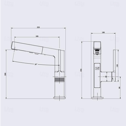 Modern Pull-Out Bathroom Faucet, Single-Handle Brass Sink Faucet, Chrome / Matte Black / Matte White / Gunmetal