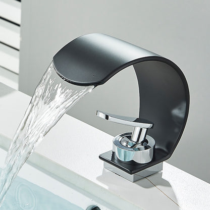 Waterfall Single-Handle Single-Hole Bathroom Faucet, Deck Mounted Basin Faucet