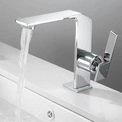 Modern Waterfall Bathroom Faucet, Single-Handle Brass Faucet, Matte Black / Chrome / Brushed Gold / Gunmetal