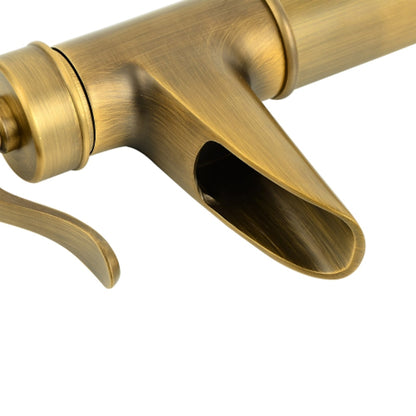 Waterfall Antique Brass Vessel Sink Faucet, Single-Handle Deck-Mounted Brass Faucet