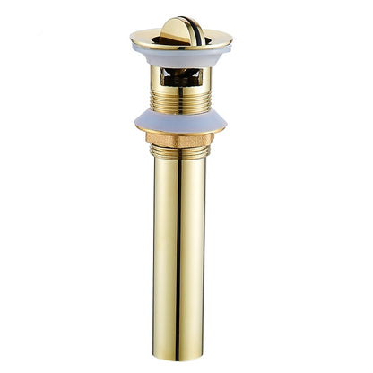 Modern Solid Brass Pop-Up Sink Drain with Overflow, Push-Button Bathroom Vanity Sink Drain Assembly, Antique Brass / Matte Black / Polished Gold