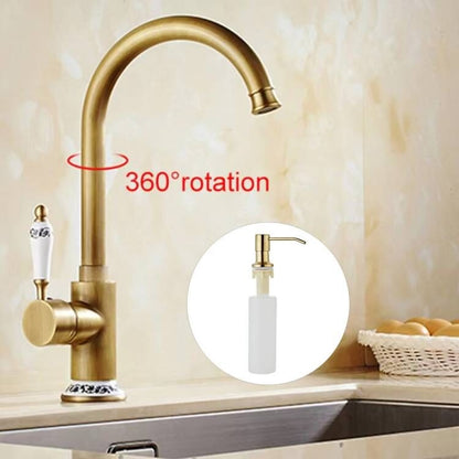 Antique Brass Retro Kitchen Faucet, Single-Handle Swivel Spout Faucet
