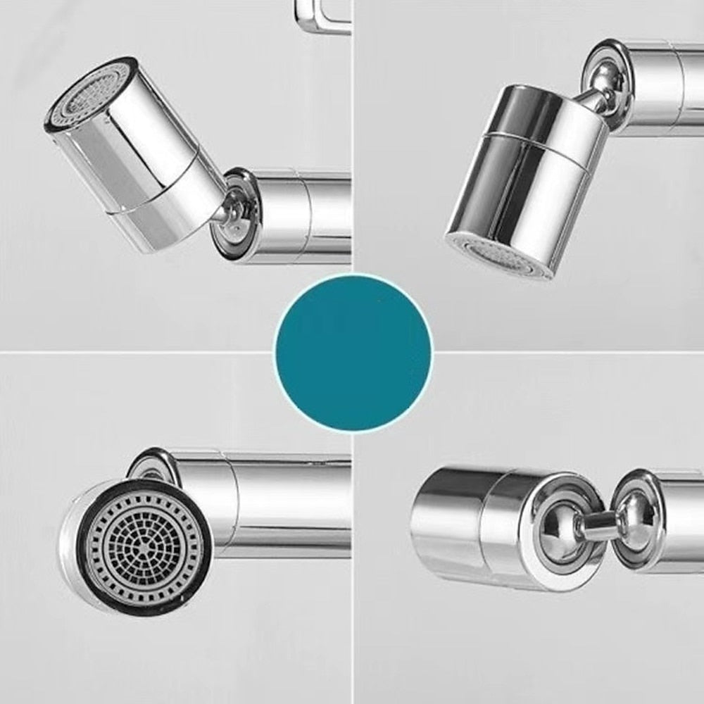Chrome 720-Degree Swivel Faucet Aerator, Dual-Mode Splash Filter Faucet Extender