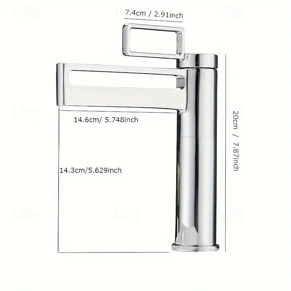 Waterfall Single-Hole Bathroom Faucet, Modern Single-Handle Faucet, Chrome / Polished Gold