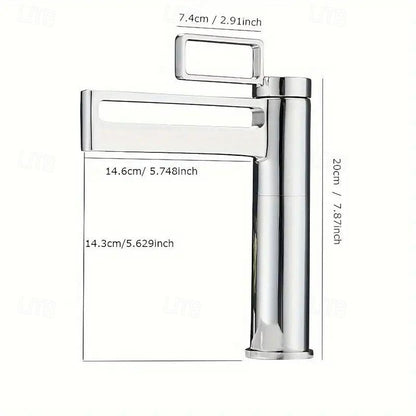 Waterfall Single-Hole Bathroom Faucet, Modern Single-Handle Faucet, Chrome / Polished Gold
