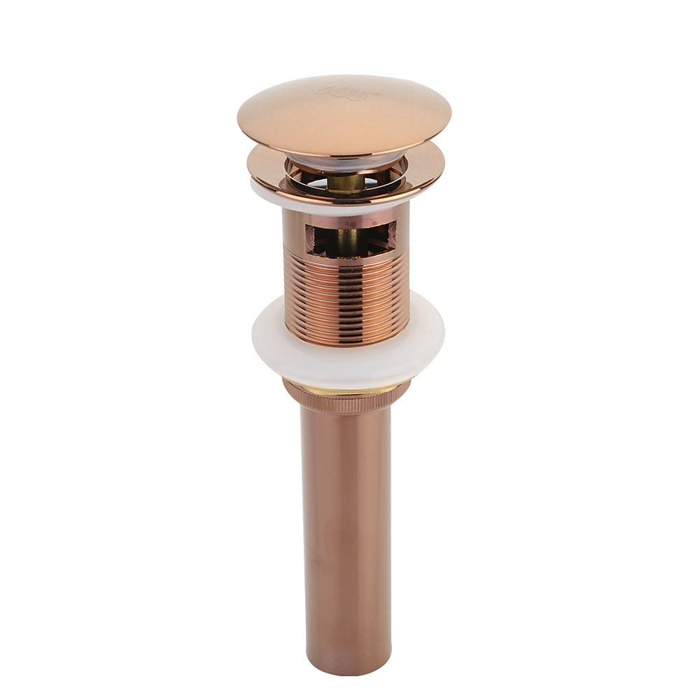 Stainless Steel Pop-Up Sink Drain with Overflow, Spring-Loaded Bathroom Vanity Basin Drain, Chrome / Oil-Rubbed Bronze / Rose Gold / Antique Brass / Polished Gold